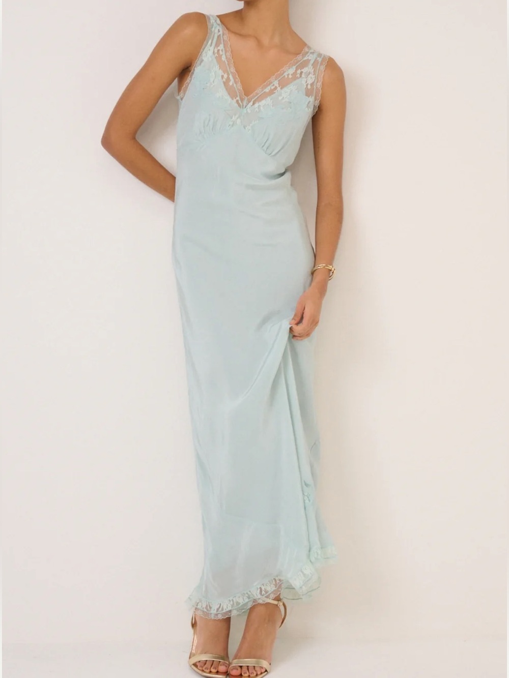 Nobody’s Child Blue Lace Lenora Maxi Dress NWT 6